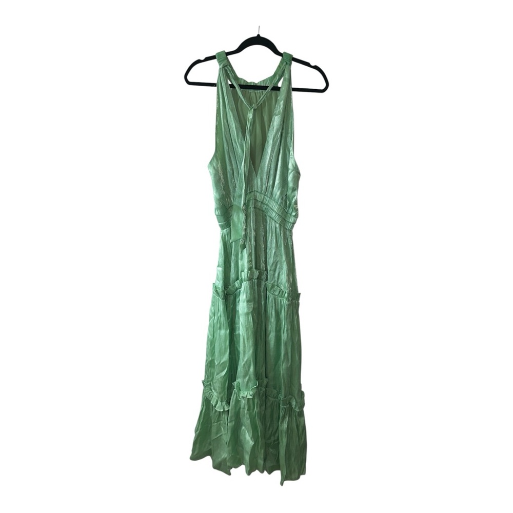 Anthropologie Teagan Maxi Dress Shimmery Light Green Women’s Size Medium - Picture 6 of 11